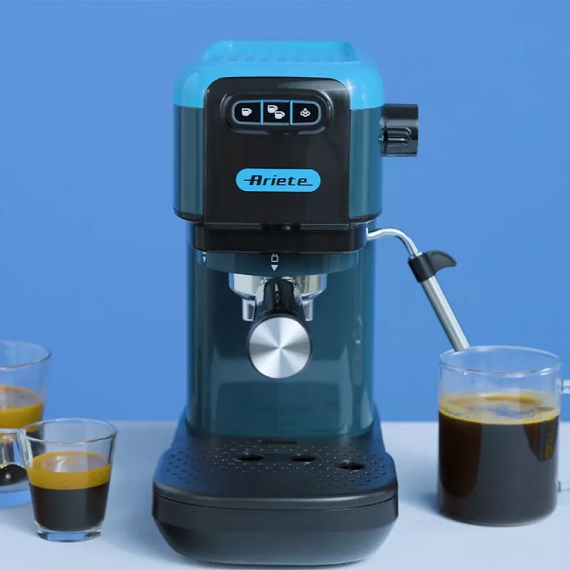 Ariete 1399 Espresso coffee machine, For powder and ESE pods, 1300 W, 1.1L capacity, 15 bar pressure, 1, 2 cups and ESE pod filter, Cappuccino, Blue