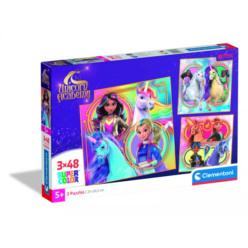 Clementoni 3x48 pcs Puzzles Unicorn Academy, 5 yr(s)