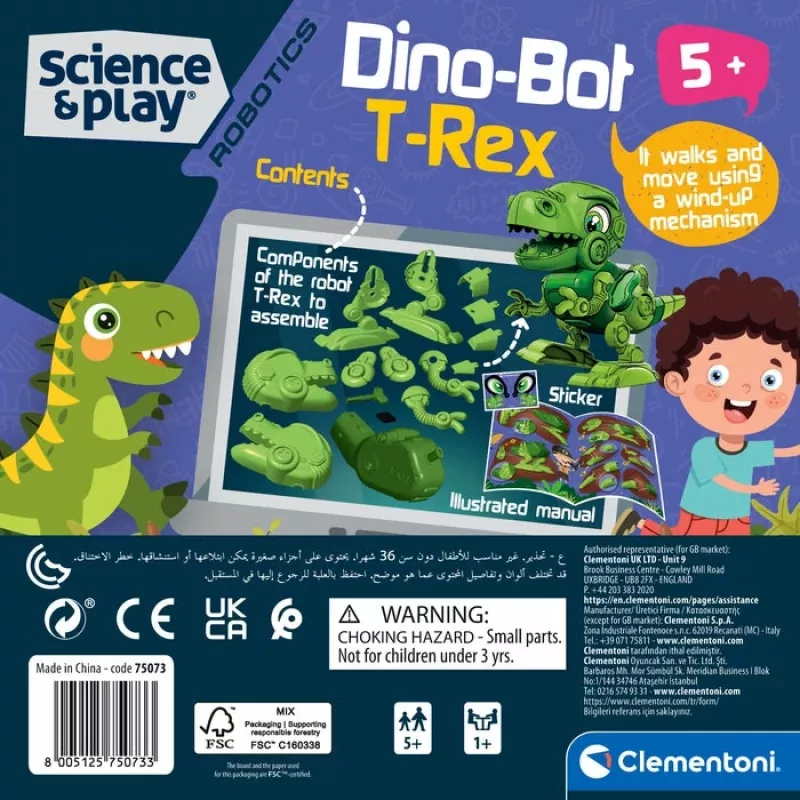 Clementoni Science & Play Dino Bot T-Rex Junior, Robotic dinosaur, 5 yr(s)
