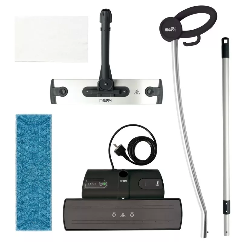 Polti Moppy Black Premium Steam mop 0.7 L 1500 W Aluminium, Black