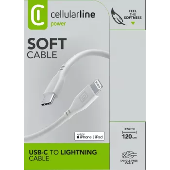 Cellularline Soft cable 120 cm - USB-C to Lightning USB-C to Lightning soft touch cable