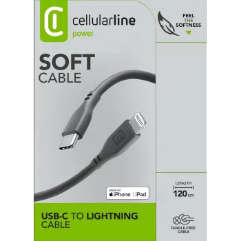 Cellularline Soft cable 120 cm - USB-C to Lightning USB-C to Lightning soft touch cable