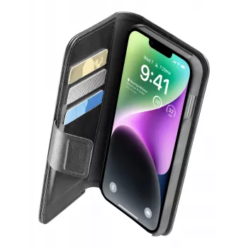 Cellularline Book Agenda - iPhone 14 Elegance and functionality in a single device - with built-in Microban® antibacterial technology