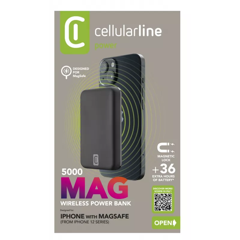 Cellularline Wireless power bank MAG 5000 Portable charger compatible with the MagSafe system