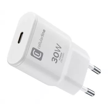 Cellularline GAN Wall Charger USB-C 30W PD USB-C 30W PD Wall Charger with GaN Technology