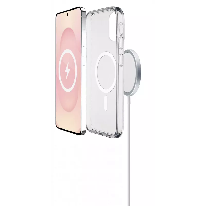 Cellularline Clear Mag - Galaxy S25 Edge Ultra-resistant transparent case with rubber edge, compatible with the Qi2 ecosystem and magnetic accessories, treated to prevent yellowing.