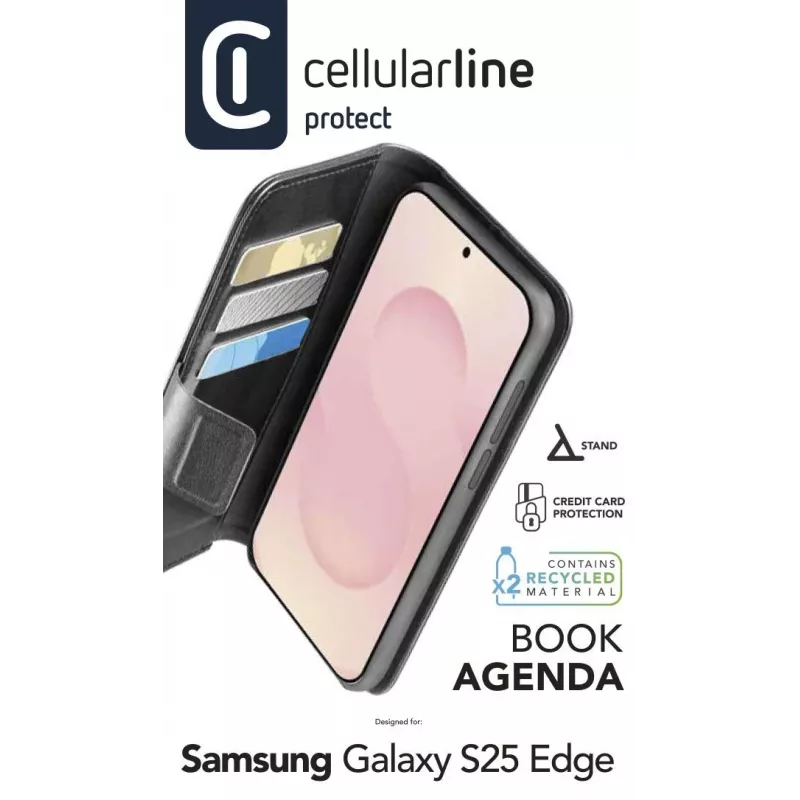 Cellularline Book Agenda Galaxy S25 Edge Leather-effect book case with magnetic closure