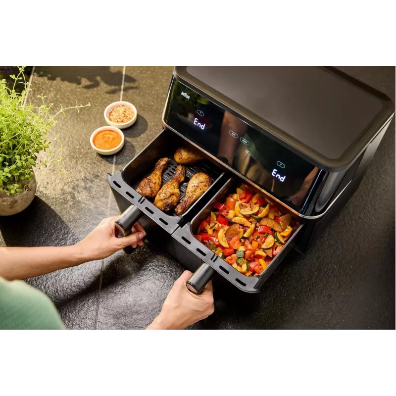 Braun TD 5030I BK Double 10 L Stand-alone 2400 W Hot air fryer Black, Silver