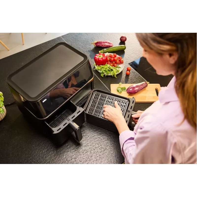 Braun TD 5030I BK Double 10 L Stand-alone 2400 W Hot air fryer Black, Silver