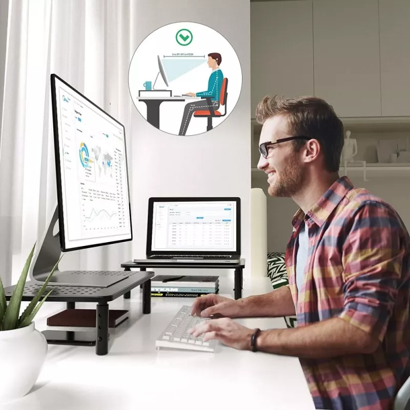 Techly Monitor / Laptop Desk Stand Black, Freestanding, 20 kg, Height adjustment, Black