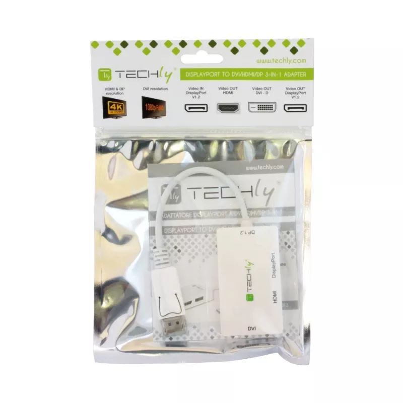 Techly IADAP DP-COMBOF3 video cable adapter DisplayPort DisplayPort + DVI + HDMI White