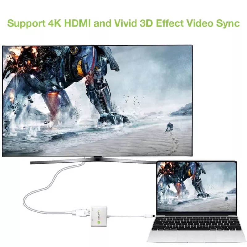 Techly Mini DisplayPort to HDMI/VGA Adapter, 0.15 m, Mini DisplayPort, HDMI + VGA (D-Sub), Male, Female, 1920 x 1200 pixels