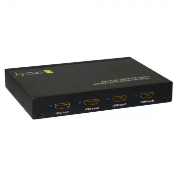 Techly HDMI 4x1 Multi-viewer with seamless switcher, HDMI, Metal, Black, 60 Hz, 1080p, 2.25 Gbit/s