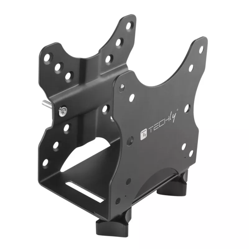 Techly Under Desk Adjustable CPU Support, 5 kg, 75 x 75 mm, 100 x 100 mm, Black