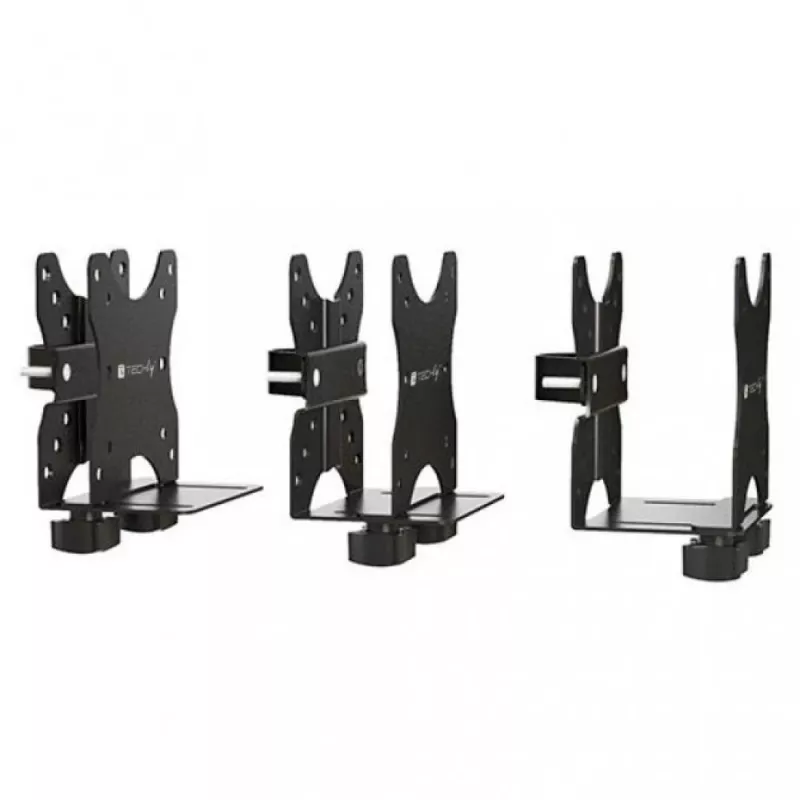 Techly Under Desk Adjustable CPU Support, 5 kg, 75 x 75 mm, 100 x 100 mm, Black