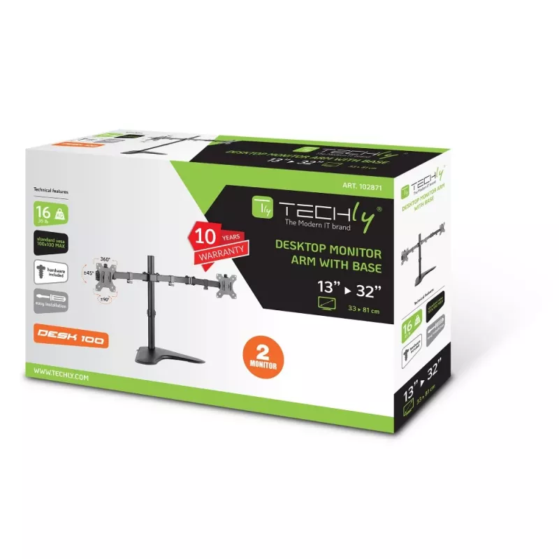 Techly ICA-LCD 2524 monitor mount / stand 81.3 cm (32 inch) Desk Black