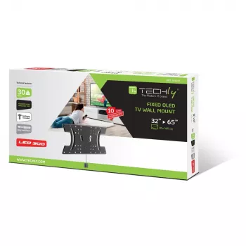 Techly Slim Wall Bracket for OLED TV 32-65 inch Black, 81.3 cm (32 inch), 165.1 cm (65 inch), 30 kg, 100 x 100 mm, 400 x 200 mm, Black