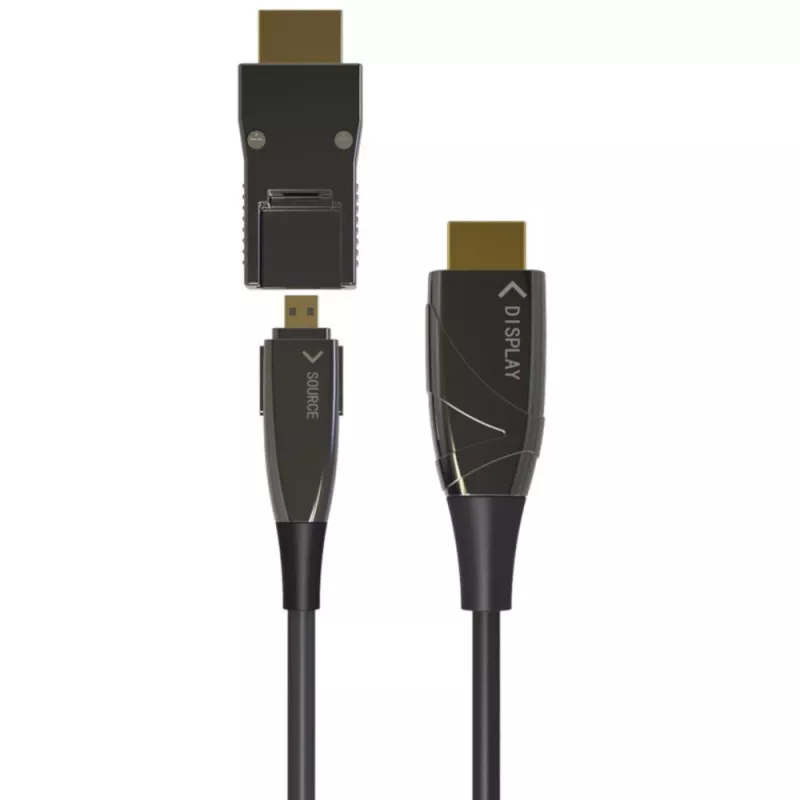 Techly HDMI A/A Micro HDMI AOC Fiber Optic Cable 4K 10m, 10 m, HDMI Type A (Standard), HDMI Type D (Micro), 3D, 18 Gbit/s, Black