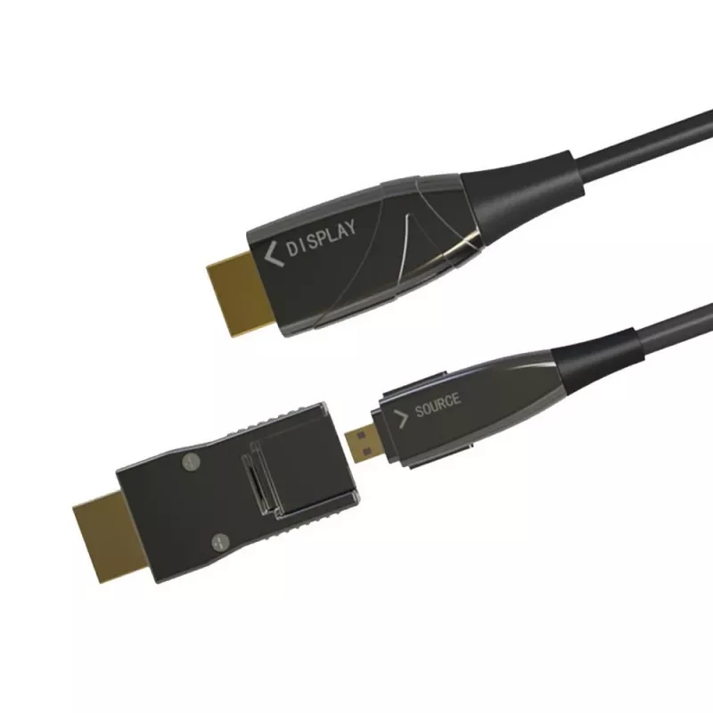 Techly HDMI A/A Micro HDMI AOC Fiber Optic Cable 4K 50m, 50 m, HDMI Type A (Standard), HDMI Type D (Micro), 3D, 18 Gbit/s, Black