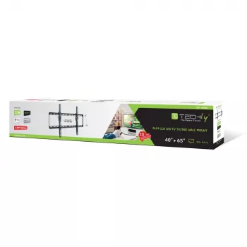 Techly Fixed Wall Bracket LED TV LCD 40-65 inch, 165.1 cm (65 inch), 200 x 200 mm, 600 x 400 mm, -12 - 0°, Metal, Black