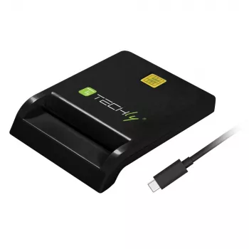 Techly Compact Smart Card Reader/Writer USB-C™ White, USB 2.0, 1.5 m, Black, 102 g