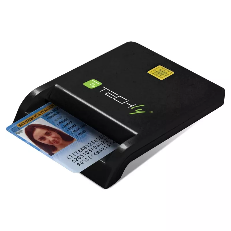 Techly Compact Smart Card Reader/Writer USB-C™ White, USB 2.0, 1.5 m, Black, 102 g