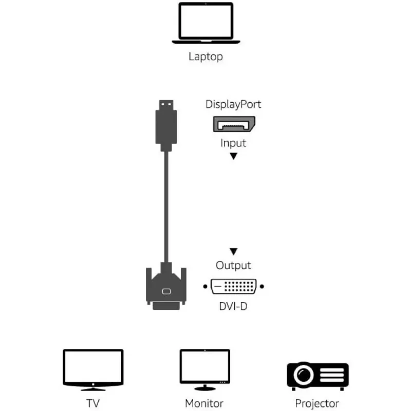 Techly ICOC DSP-C12-030P video cable adapter 3 m DisplayPort DVI-D Black