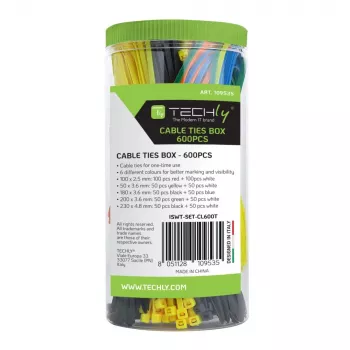 Techly ISWT-SET-CL600T cable tie Parallel entry cable tie Nylon Multicolour 600 pc(s)
