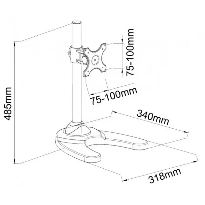 Techly Desk Stand for 1 Monitor 13 -27 inch with Base” ICA-LCD 3500