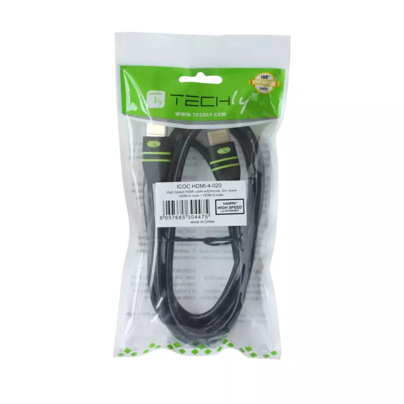Techly 2m High Speed HDMI Cable with Ethernet A/A M/M Ferrite ICOC HDMI-FR-020