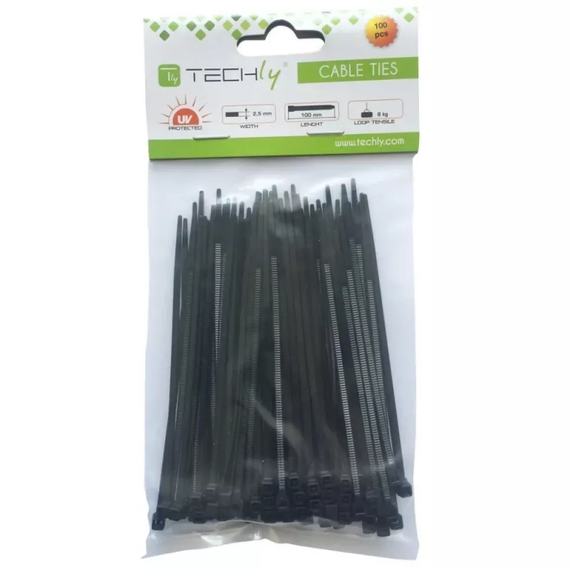 Techly ISWT-14235-BK Nylon Cable Ties, 142 x 3.5 mm, 100 pcs, Black