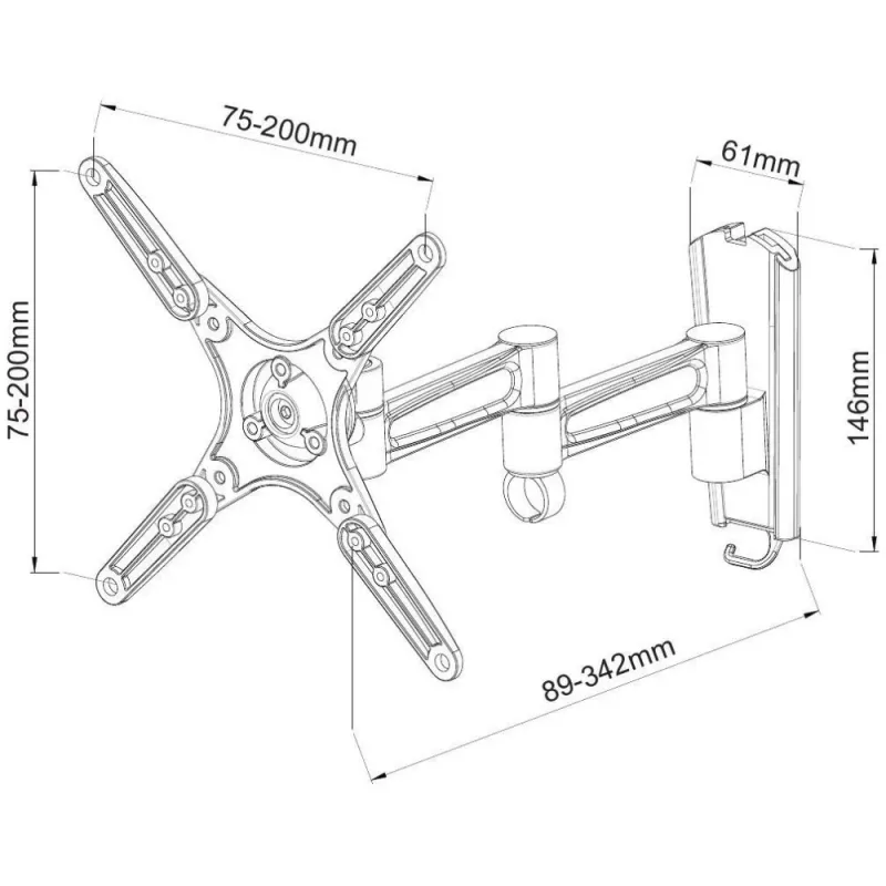 Techly 13-37 LED TV LCD Tilt Wall bracket 3 Joints Black” ICA-LCD 2102