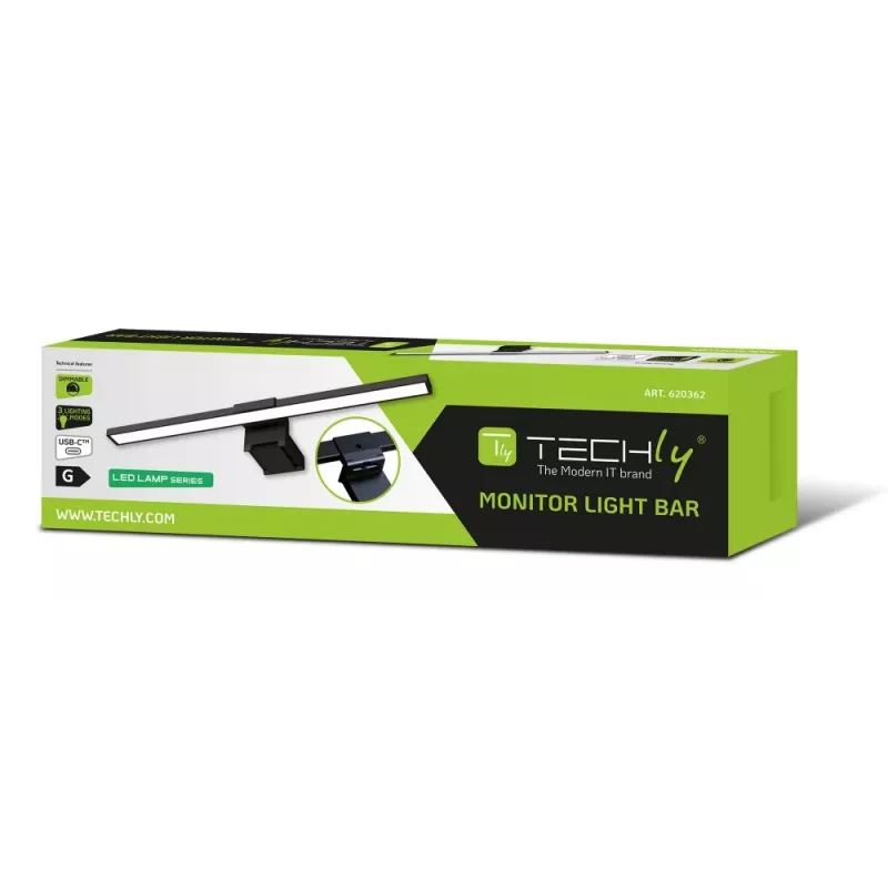 Techly I-LAMP-DSK11 monitor light Black 66 250 lm