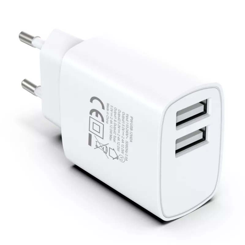 Techly IPW-USB-12W2A mobile device charger Headphones, Portable speaker, Power bank, Smartphone, Tablet White AC Indoor