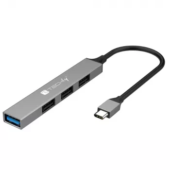 Techly IUSB32-HUB4C-3U2SLS laptop dock/port replicator Wired USB 3.2 Gen 1 (3.1 Gen 1) Type-C Grey