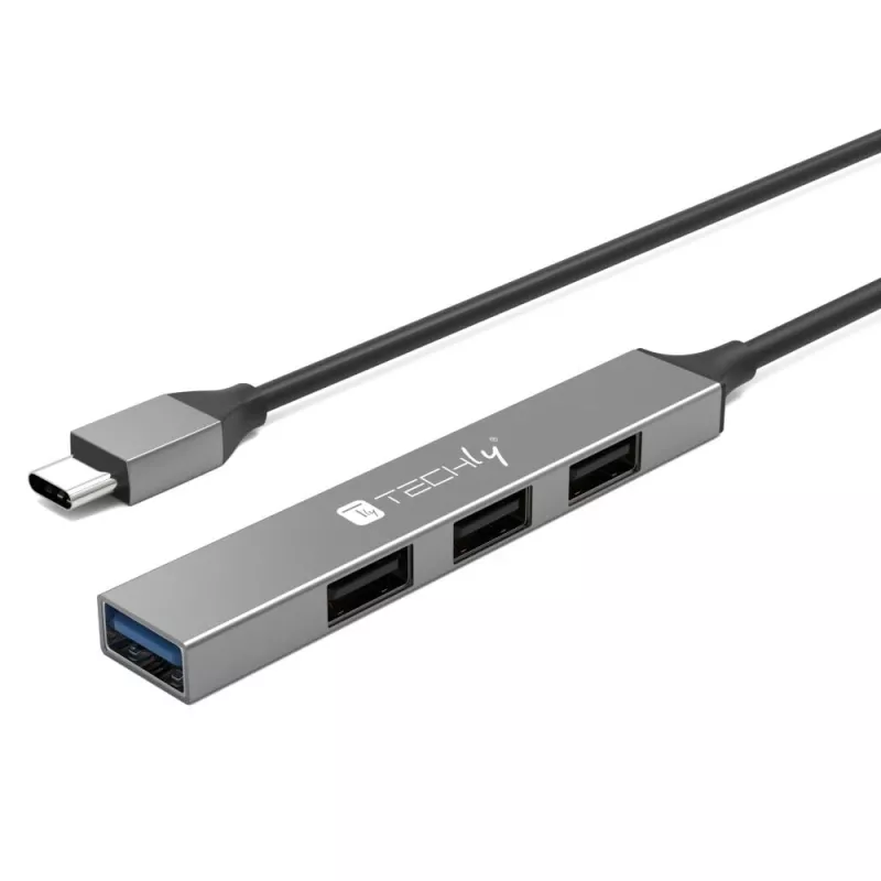 Techly IUSB32-HUB4C-3U2SLS laptop dock/port replicator Wired USB 3.2 Gen 1 (3.1 Gen 1) Type-C Grey