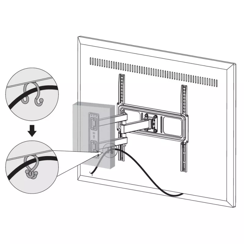 Techly 32-55 inch Full-Motion LED LCD TV Wall Mount, 400 x 400 mm, -15 - 10°, 10 - 90°, 180°, Steel, Black