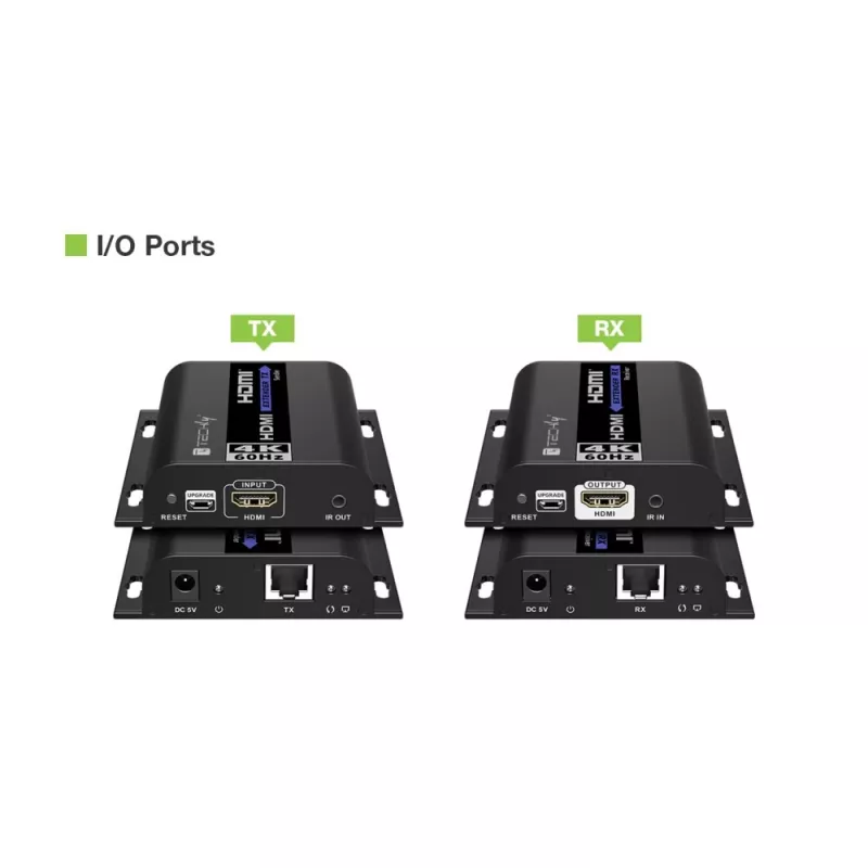 Techly IDATA EXTIP-483 AV extender AV transmitter & receiver Black