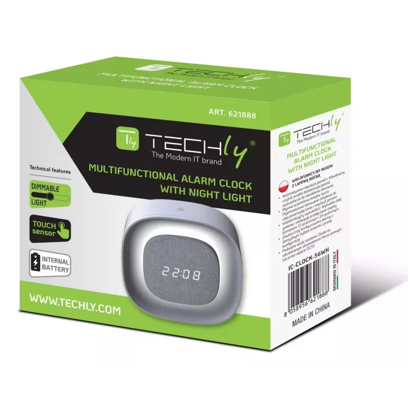 Techly IC-CLOCK-56WH alarm clock Digital alarm clock Grey, White