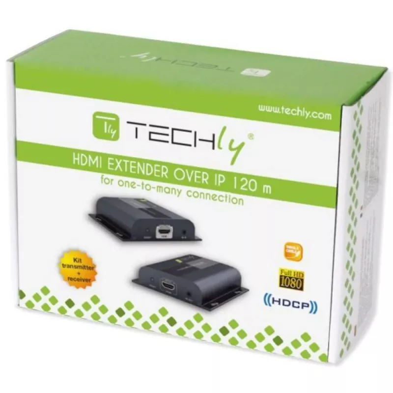 Techly IDATA-EXTIP-383V4 AV transmitter & receiver Black