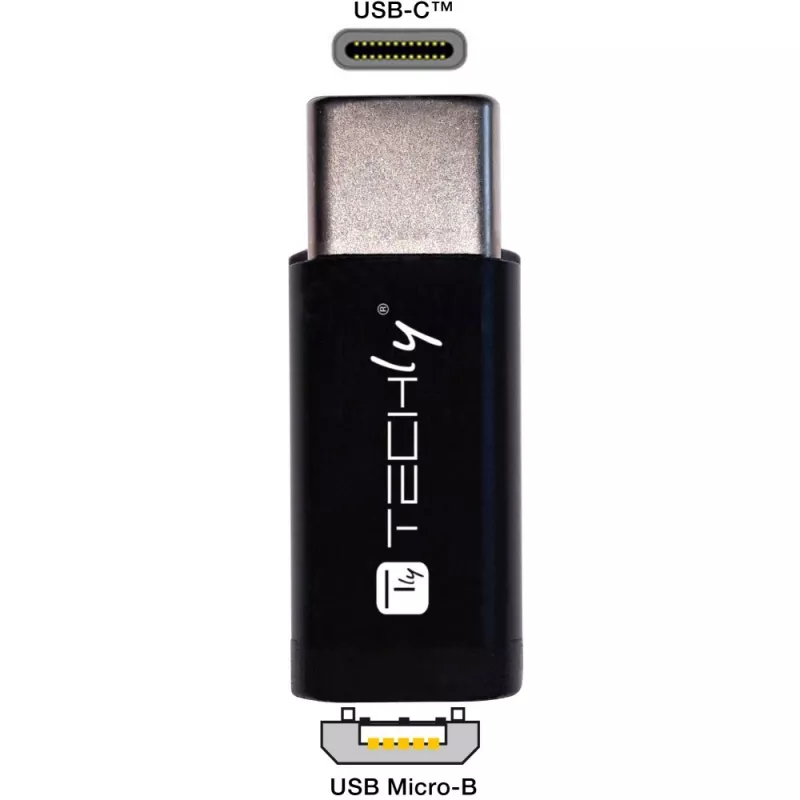 Techly IADAP USBC-MBKT cable gender changer Micro-USB Black