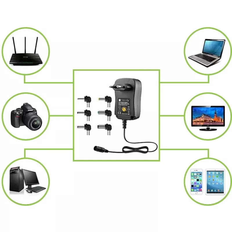 Techly IPW-NTS1000G2 power adapter/inverter Indoor 12 W Black