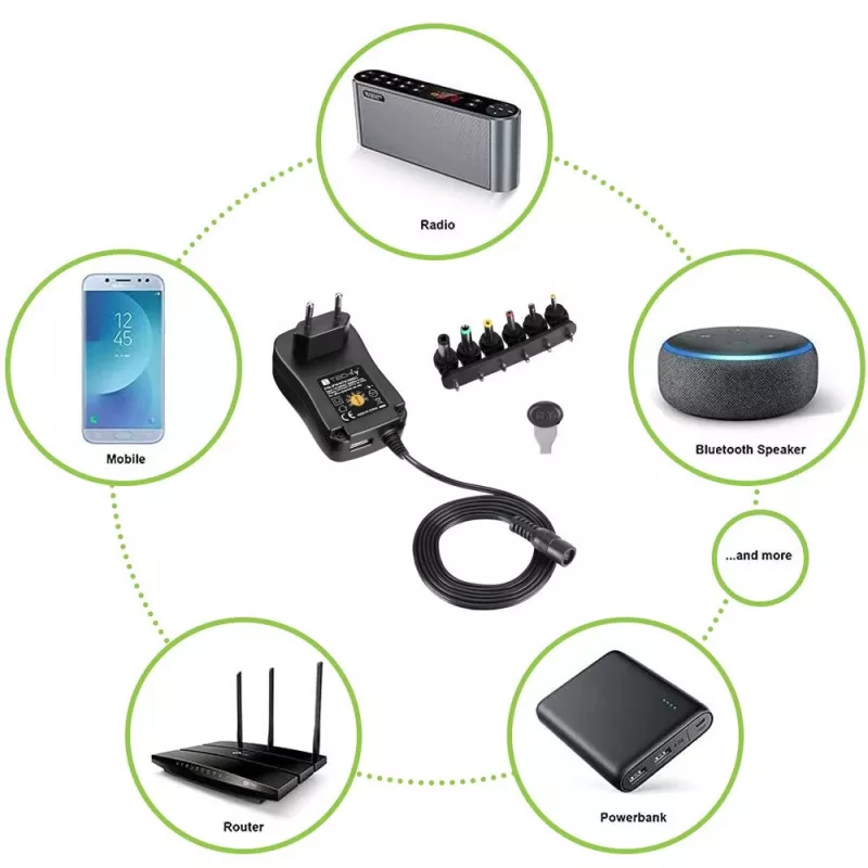 Techly IPW-NTS1000G2 power adapter/inverter Indoor 12 W Black