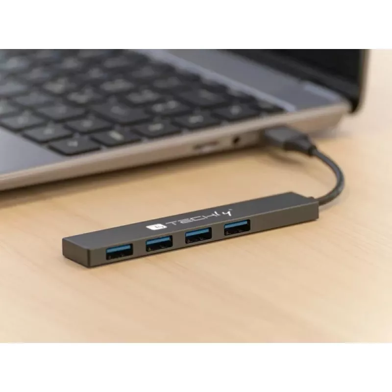 Techly IUSB32-HUB4A-4U3SL laptop dock/port replicator Wired USB 3.2 Gen 1 (3.1 Gen 1) Type-A Grey