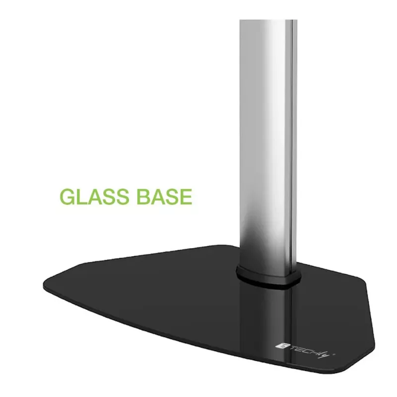 Techly Floor Stand for TVs from 32 inch to 65 inch, 165.1 cm (65 inch), 400 x 200 mm, 600 x 400 mm, 90°, Aluminium, Black, Silver