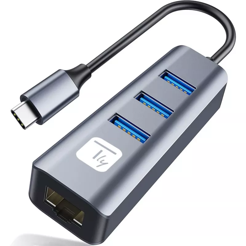 Techly IDATA USB-ETGIGA3CA laptop dock/port replicator Wired USB 3.2 Gen 1 (3.1 Gen 1) Type-A + Type-C Black, Silver