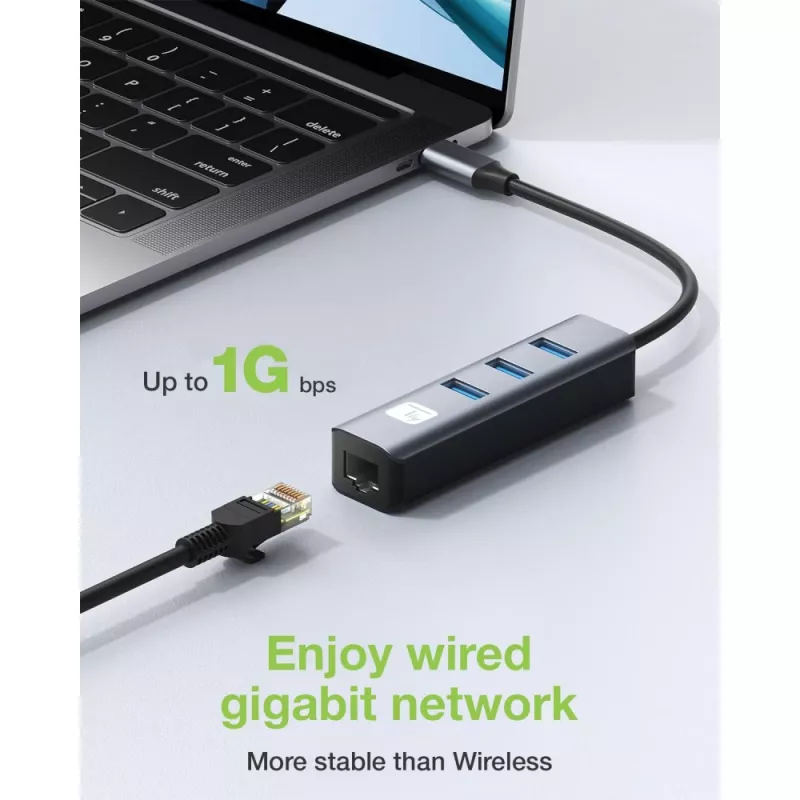 Techly IDATA USB-ETGIGA3CA laptop dock/port replicator Wired USB 3.2 Gen 1 (3.1 Gen 1) Type-A + Type-C Black, Silver