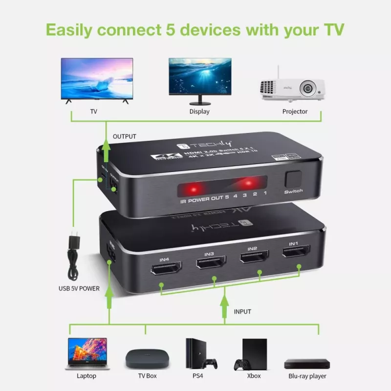 Techly IDATA HDMI2-4K5160B video switch HDMI