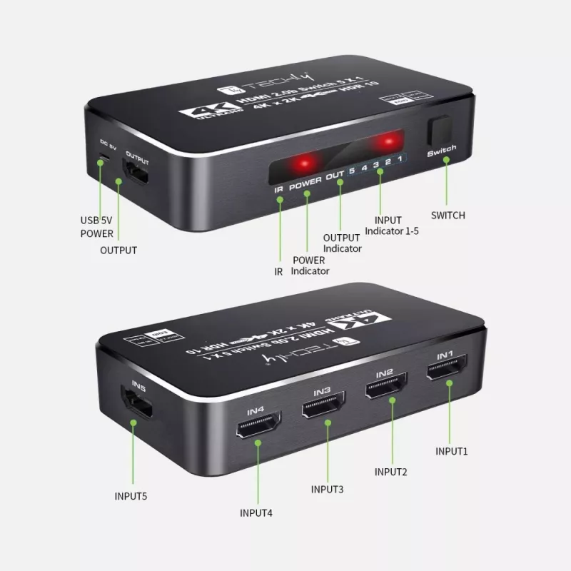 Techly IDATA HDMI2-4K5160B video switch HDMI