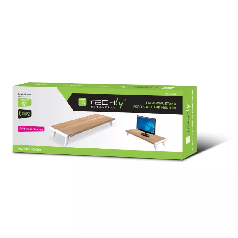 Techly ICA-MS 389 monitor mount / stand Desk White, Wood